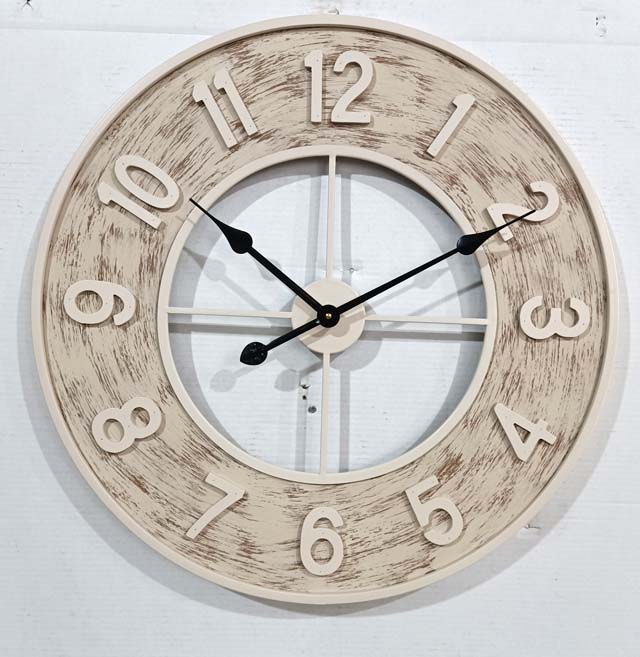 Mdf Metal Wall Clock Milky White Effect Design Decoration 