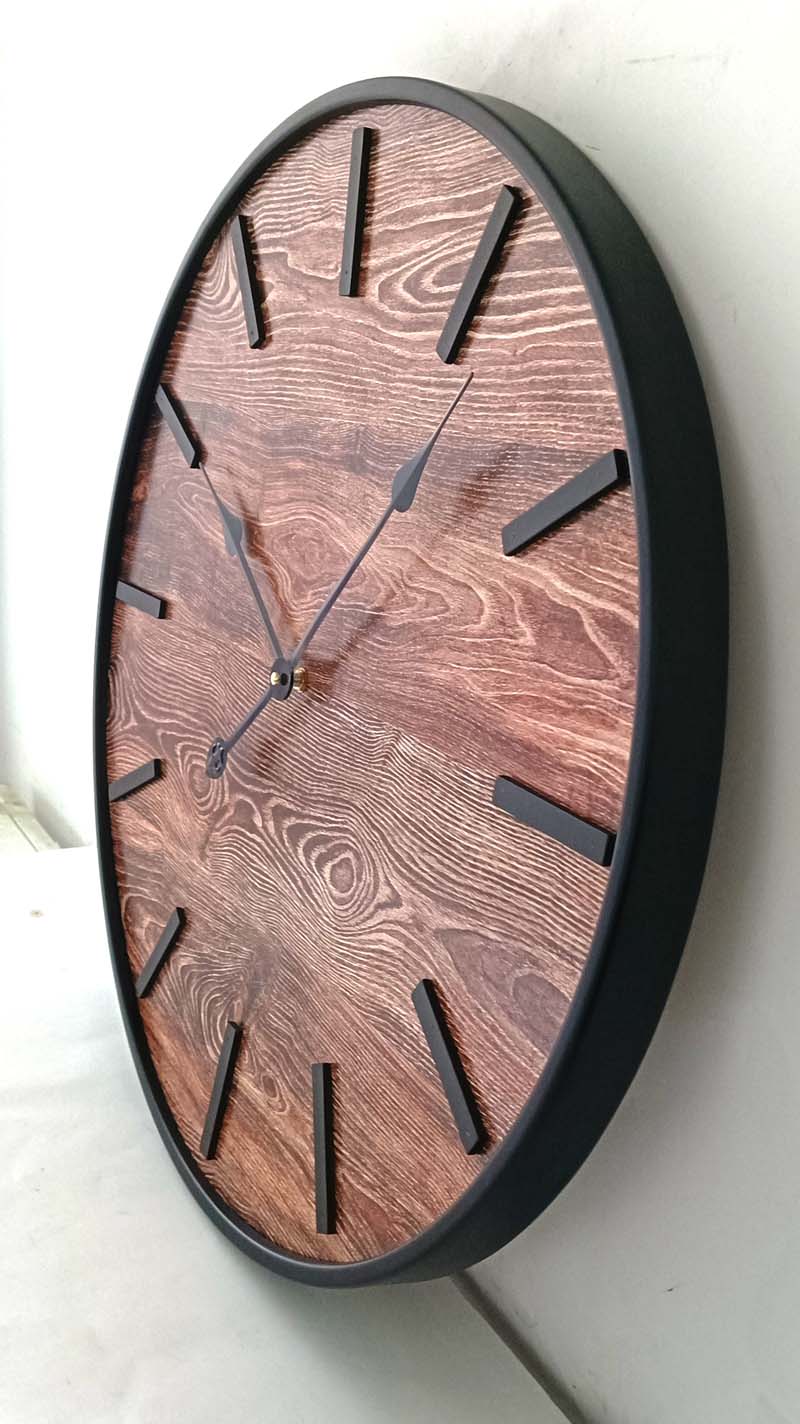 Simple Wall Clock Paper Sticker Wood Style 