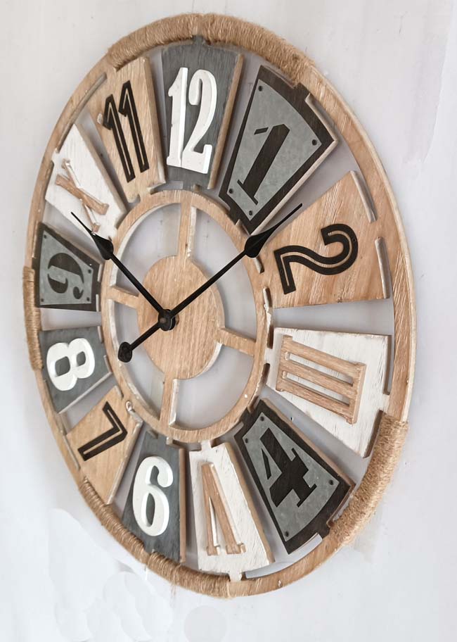 Wood Style Clock Mixed Color Decoration Indoor 
