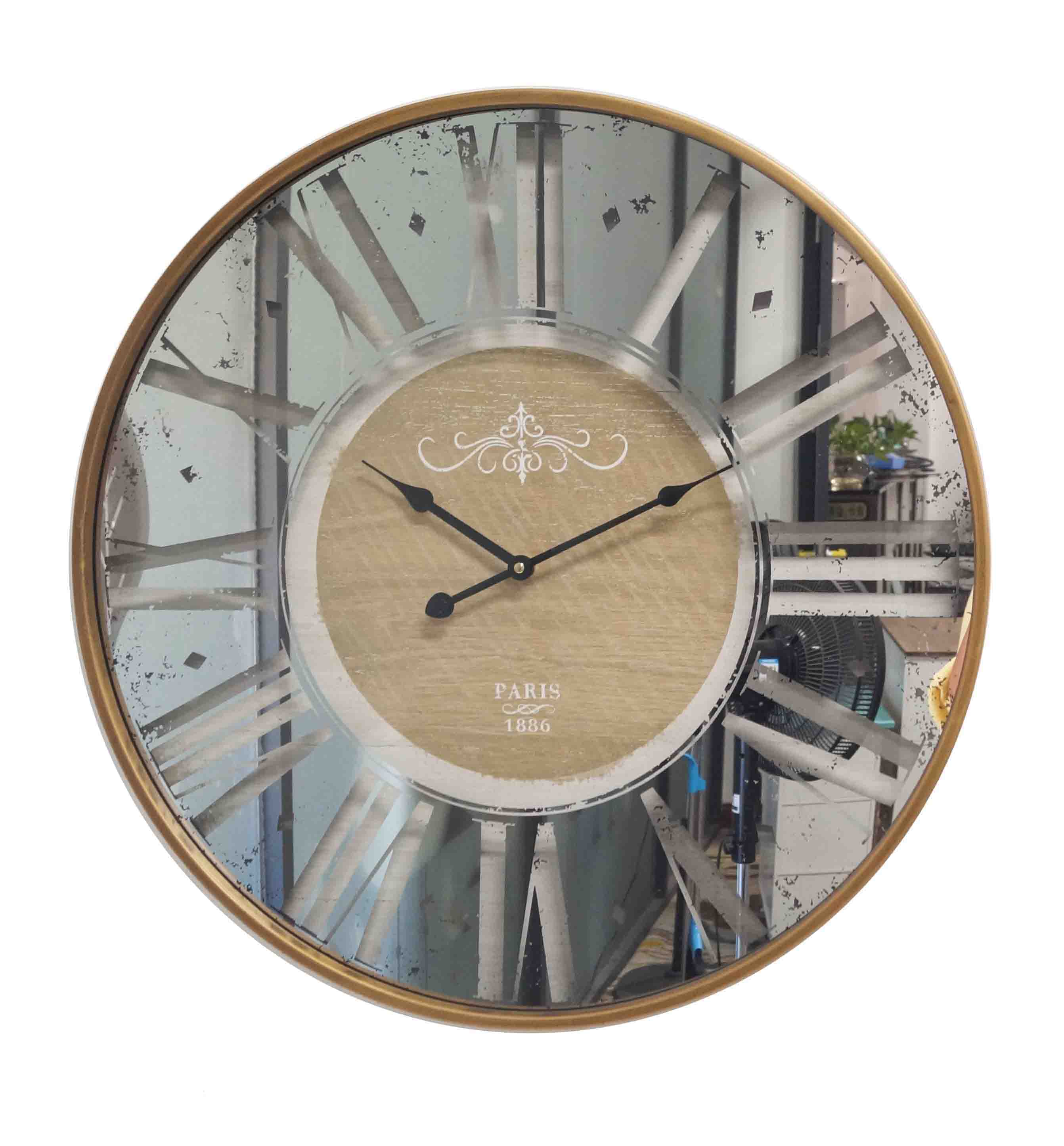 Creative Home Decoration Modern Wooden Wall Clock With Dome Glass Coverb